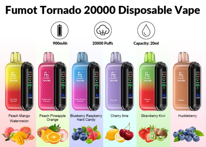 RandM Fumot Tornado 20000 Püf Vape - Kiraz Kireç: Tazelik ve Yoğun Lezzetin Gücü