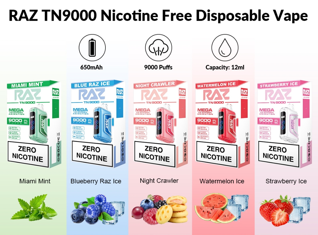 RAZ TN9000 Nikotinsiz Vape - Karpuz Buz: Serinletici Lezzet, Yüksek Teknoloji ile Buluşuyor
